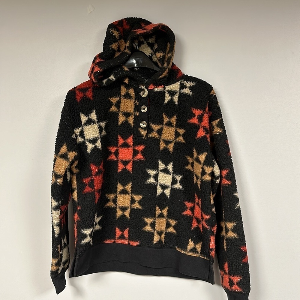 Sonoma Goods For Life Warm & Soft Sherpa Henley Hoodie, Geometric Print,  M